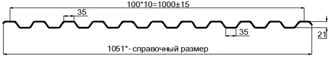 Фото: Профнастил оцинкованный С21 х 1000 (ОЦ-01-БЦ-0.65) в Орехово-Зуево