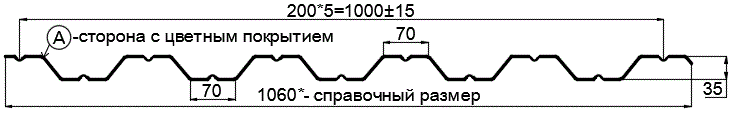 Фото: Профнастил НС35 х 1000 - A (PURMAN-20-Tourmalin-0.5) в Орехово-Зуево